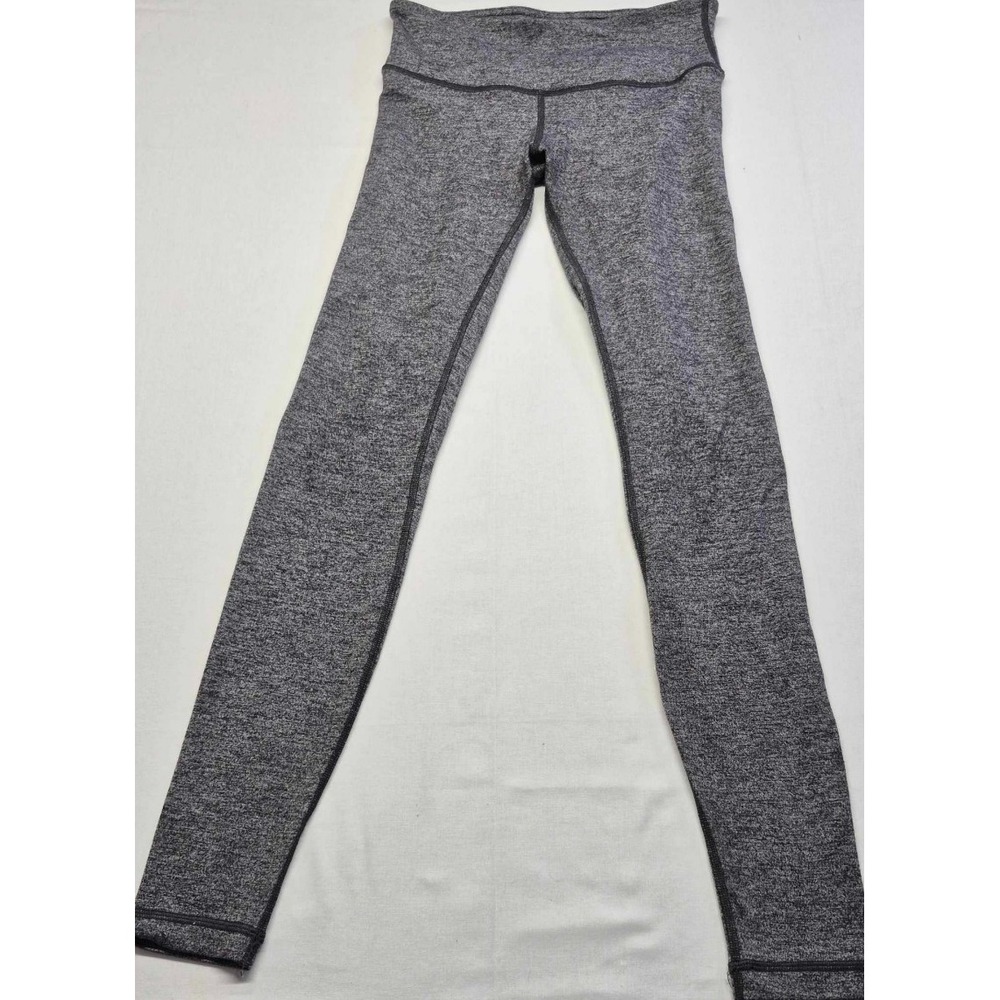 Lululemon Women black Heather Skinny Leg Pull-On Ankle Leggings Sz 4 yoga pants